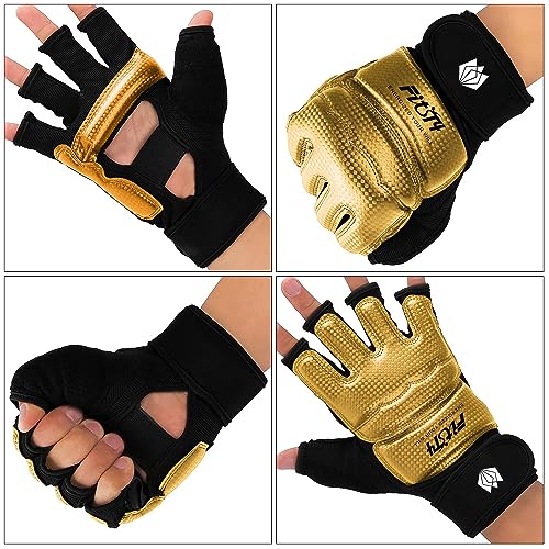 FitsT4 Sports Half Mitts MMA UFC Training Boxing Punch Bag Martial Arts Gloves - color: Gold, size: Small