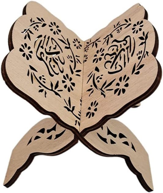 Quran Book Stand Quran Holder Stand Wooden Foldable Book Holder Bible Display Stand with Intricate Carvings for Bible Quran Eid Mubarak Ornament for Church and Chapel Prayer Book Stand A - color: Quran Book Stand a