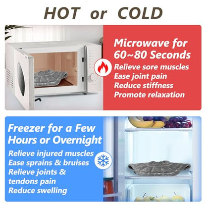 AiricePac Microwave Heating Pad for Neck Shoulders and Back Pain Relief with Moist Heat, Weighted Microwavable Heated Neck Wrap Warmer, Uncented Gery