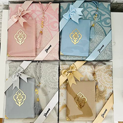 Muslim Prayer Rug, Yaseen Surah Pocket-Size Book & Prayer Beads Set, Perfect Islamic Gift I Mawlid Gift I Men, Women and Kids I Soft Islamic Prayer Rug | Islamic Ramadan Eid Gifts, (Blue, 1 Sets) - color: Blue, size: 1 Sets