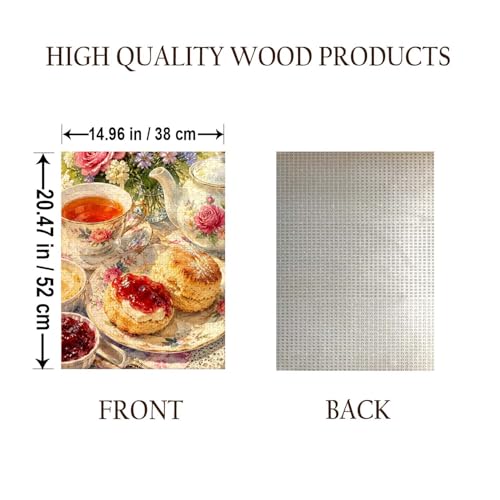 British Tea and SCONES Food Jigsaw Puzzle - 500 Pieces Wooden Puzzle for Adults, Wall Art Gift, Finished Size: 20 x 15 Inch - color: British Tea and Scones - 500 Pieces