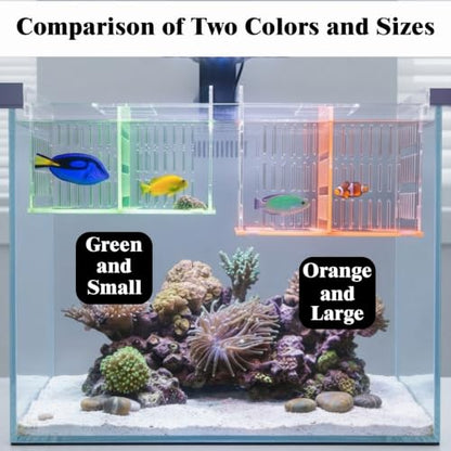 Green Acrylic Aquarium Breeder Box, 7.4x5.3x6.3 in Hang-On Fish Isolation Box with Long Handle Net, Removable Divider & Feeding Hole for Betta Guppy Shrimp Freshwater Saltwater - color: Green, size: 7.4x5.3x6.3in