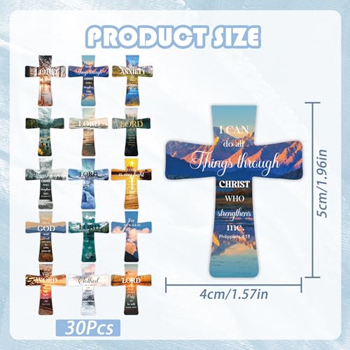 Christian Magnetic Bookmarks for Men, 30 Pcs Bible Cross Magnet Bookmark Clips for Reading, Scripture Faith Book Marks, Inspirational Religious Gifts for Christians Church Members - style: Christian Cross