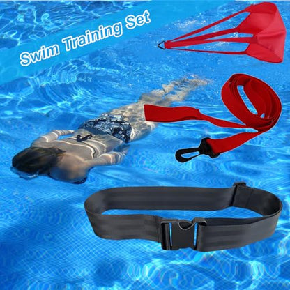Swimming Resistance Training Set - Aquatic Resistance Belt, Swim Parachute, Pool Trainer Set - style: B
