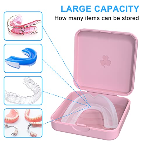 Aligner and Retainer Cases,2 Pcs Denture Case - Pink | Durable and slim Mouth Guard Case - color: Pink