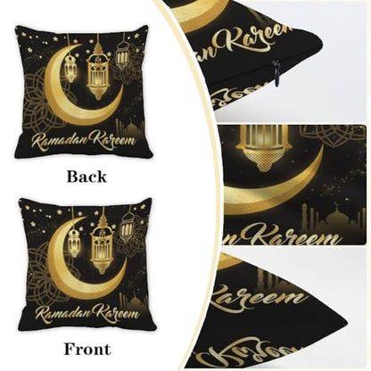 Elegant Ramadan Pillow Covers 18x18 in Gold and Black Pillow Covers Set of 2 Islamic Mosque Art Ramadan Cushion Cover Luxury Arabic Throw Pillows Cover Decor Glitter Religious pillowcover - color: Ramadan-2