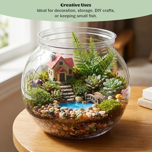 Mini Plastic Fish Bowl, 27 oz Decorative Fish Bowls Unbreakable Plastic Betta Fishes Tank Clear Round Desktop Vases Bowls for Home Decor, Centerpiece Vases, Candy, Party Favors