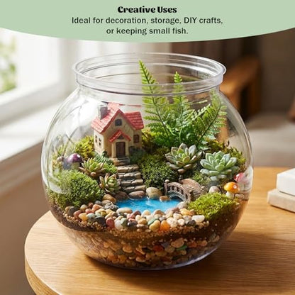 Mini Plastic Fish Bowl, 27 oz Decorative Fish Bowls Unbreakable Plastic Betta Fishes Tank Clear Round Desktop Vases Bowls for Home Decor, Centerpiece Vases, Candy, Party Favors