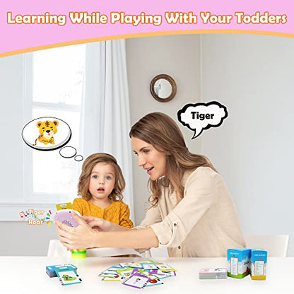MAYAPHILOS 510 Words Alphabet Talking Flash Cards for 3-8 Years Toddlers, Educational Learning Interactive Toy for Boys Girls Kids Birthday Gifts, Preschool Montessori Speech Therapy Autism Toys Pink - size: 510 Words English (Pink)