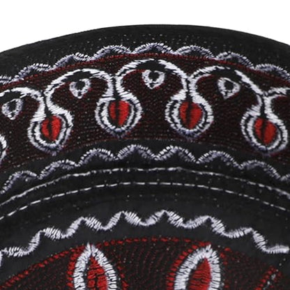 RUIXIA Men Boys Muslim Prayer Kufi Hat Skull Cap Embroidery Islam Kufi Headware takke Praying Beanie Hat Kofia Topi Hat - color: Wine Red--kids 7-10yrs