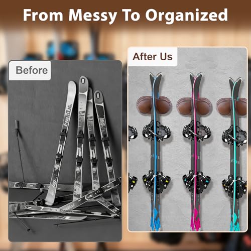 WodGod Woooden Ski & Snowboard Wall Rack 1 Pack for Garage - Fits Any Board,Holds Up to 25lbs,Damage-Free Storage, Space-Saving Winter Gear Organizer for Home & Garage