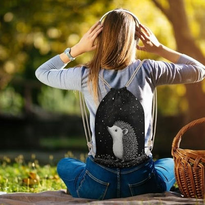 Hedgehog Drawstring Backpack Canvas String Bag Lightweight Sports Gym Bag for Men Women - color: Color-5