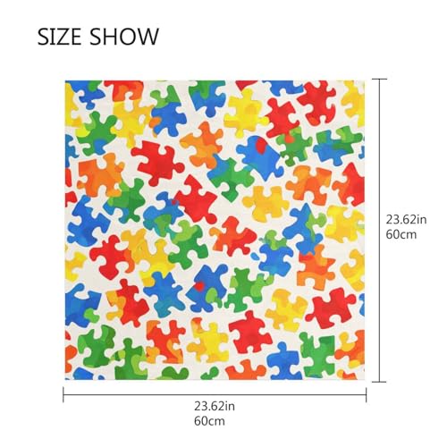 Women's Silk Scarf Square Satin Head Scarves Fashion Neck Scarf Hair Wraps Silk Bandana - color: Autism Awareness