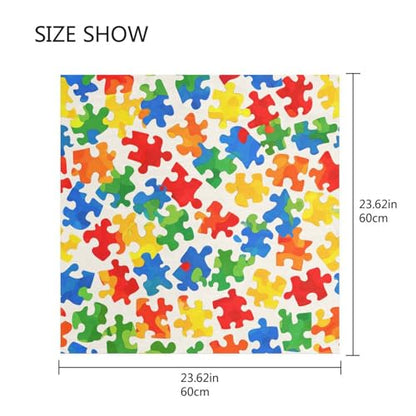 Women's Silk Scarf Square Satin Head Scarves Fashion Neck Scarf Hair Wraps Silk Bandana - color: Autism Awareness