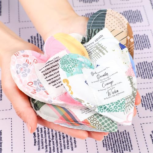 Ceenna Pocket Prayer Quilt Panel Squares with Small Wooden Crosses Mini Scripture Pocket Prayer Quilt Religious Spiritual Gift for Friend Family Easter Reward Gifts Easter Basket Stuffers(Brown Cross) - style: Brown Cross
