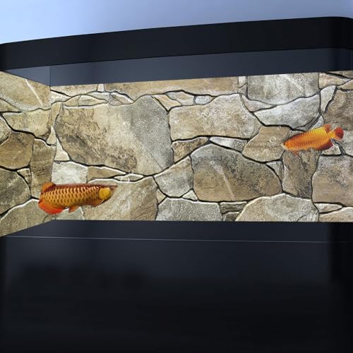 24X12IN Marble Aquarium Background, Art Marble Aquarium Background, Natural Marble Glass Terrarium Background with 8 EVA Double-Sided Tape - color: Stone, size: 24X12in/60X30cm