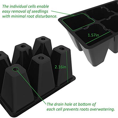 Gardzen 30 Pack 6-Cell Seed Starting Tray for Seedlings, Plant Starter Trays with Drainage Holes for Seed Germination, 5.4x3.7 inches, Black | Plant Starter Trays for Seed Germination and Seedlings, 5.4"x3.7" Growing Cells with Drainage Design for Healthy
