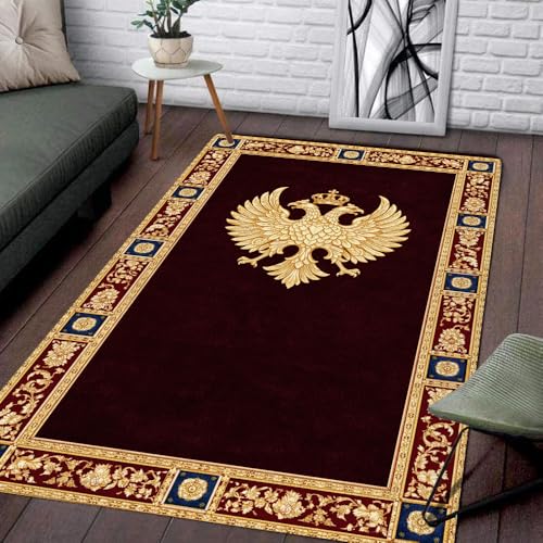 Personalized Orthodox Christian Area Rug, Custom Three-Bar Cross IC XC Nika Cross Prayer Mat, Russian Greek Orthodox Byzantine Eagle Non-Slip Rug for Living Room, Bedroom, Church Decor (D4) - color: D4