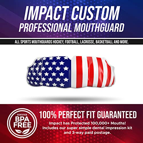 Impact All Sports Mouthguard Lacrosse, Football, Hockey, Basketball, Jiu-Jitsu, and More, Breathable Mouthguard for Youth Adults, Professional Custom-Fit, Stars & Stripes - color: Stars & Stripes