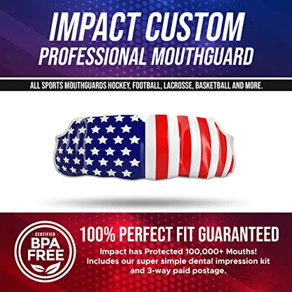 Impact All Sports Mouthguard Lacrosse, Football, Hockey, Basketball, Jiu-Jitsu, and More, Breathable Mouthguard for Youth Adults, Professional Custom-Fit, Stars & Stripes - color: Stars & Stripes