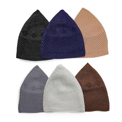 Muslim Kufi Hats for Men, Velvet Crochet Islamic Prayer Cap, Stretchable, Breathable Knit Skull Beanie,Standard Size - color: Zumrut - Mix 1
