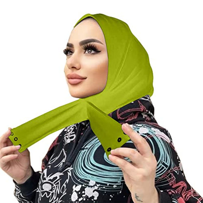 Suillty Fashion Muslim Hijab for Women Instant Snap Fastener Hijab Inner Cap Full Cover Head Wraps Scarf Islam Turban Caps - color: Light Green