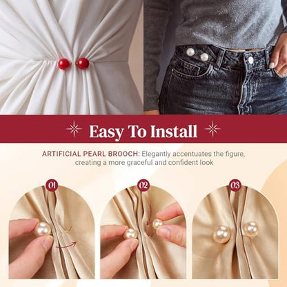 WILLBOND 6 Pcs Artificial Pearl Brooch Pins Sweater Shawl Safety Clips Dress Clips for Women - color: Gold, Red, White
