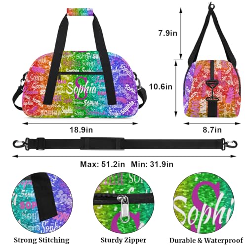 Personalized Gym Bag for Girl, Cheer Bag, Red Green Purple Sequins | Sport Duffel Bag Cheer Bag Customized Travel Duffle Bag Overnight Weekender Bag - color: Color 17