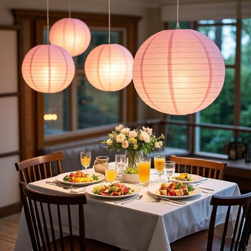 Paper Lanterns Party Decorations Pink,10inch Sets of 5 - color: Pink, size: 10inch