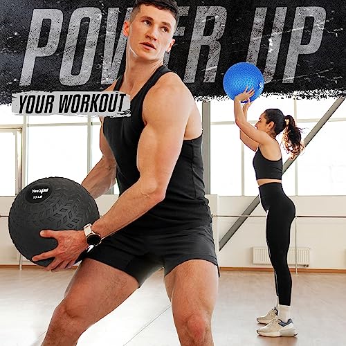 Yes4All Slam Balls, 10-40lb Weighted Ball Weight, Durable PVC Sand Filled Workout Dynamic Slam Ball for Strength Training, Tread, Black, 20lbs - color: Black, style: D. 20lbs