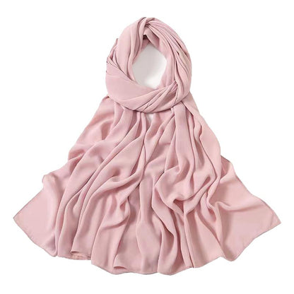 Heavy Not Easily See Through Long Chiffon Hijab Scarf for Women, Amazing Smooth Muslim Head Scarves - color: Light Pink