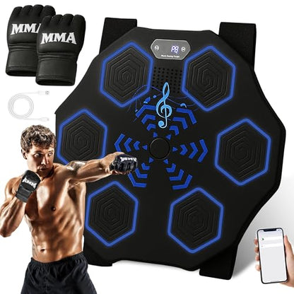 Punching Music Boxing Machine for Adults - Wall Music Punching Machine Adult w/Bluetooth, 9 Speed Level, Light up Boxing Target, Gloves - Music Boxing Machine Workout Pad for Home