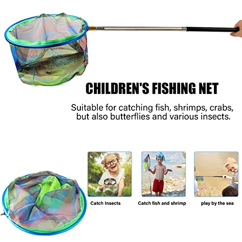 Floating Telescopic Folding Net with 7 Inch Pliers & Lip Gripper - Kids Fishing Net with Foldable Sand Bucket & Fishing Gear Accessories - color: kids fishing net+ 2L Foldable Bucket