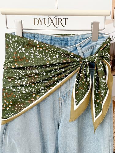 Triangle Shawls Scarf Head Hair Neck For Women Scarves Fashion Silk Feeling Lady Lightweight 51 * 23.6inch - color: K18-green Underwater Plants（51*23.6inch）
