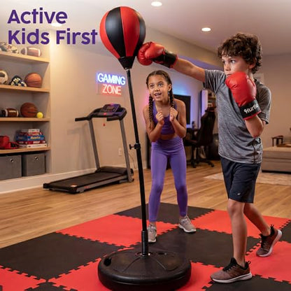 Hurtle Punching Bag with Stand for Adults and Teens, Adjustable Boxing Bag with Premium Gloves, Freestanding Reflex Bag Training Equipment for Home Workout Fitness and Stress Relief - size: 3 FT
