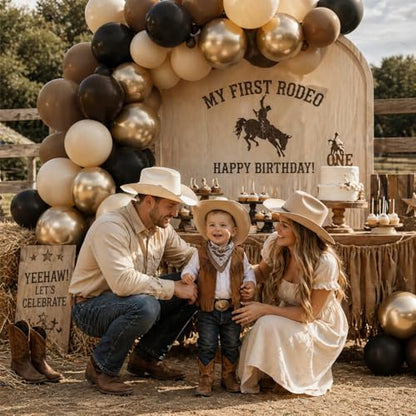 Brown Black Gold Balloons 12 Inch Neutral Balloons for Cowboy Western Party - color: Brown Black Gold