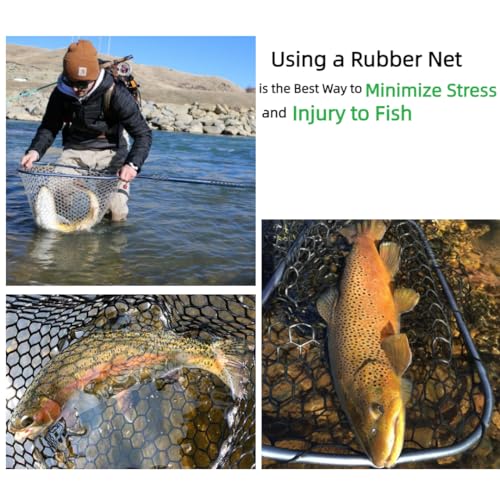 Rubber Fishing Net Replacement Hook Resist Net for Fly Fish Landing Net - color: Black, size: L:Fits Hoop 19.7"-21"|Net Dia. 19.7"|Depth 24"