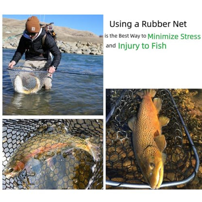 Rubber Fishing Net Replacement Hook Resist Net for Fly Fish Landing Net - color: Black, size: L:Fits Hoop 19.7"-21"|Net Dia. 19.7"|Depth 24"