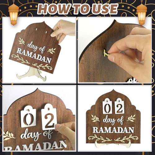 Ramadan Advent Calendar Eid Mubarak Countdown Calendar 2026 Ramadan Table Decor for Islamic Muslim gifts Home decorations (Brown)