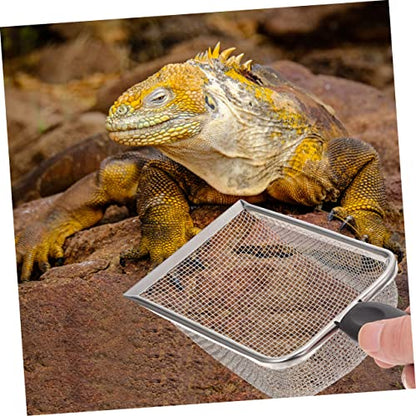 WOONEKY 2pcs Reusable Stainless Steel Reptile Litter Shovels with Fine Mesh Design for Cleaning of Terrarium Substrate for Turtles Lizards and Snakes