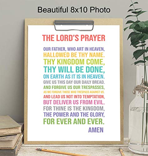 Lords Prayer Wall Art - Catholic Gifts - Christian Gifts for Women, Men, Kids - Religious Wall Decor - Bible Verse Art - God Decor - Christian Artwork - Blessed Decoration - Bible Study