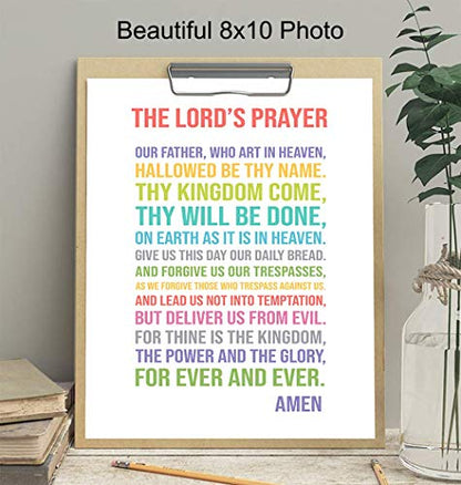 Lords Prayer Wall Art - Catholic Gifts - Christian Gifts for Women, Men, Kids - Religious Wall Decor - Bible Verse Art - God Decor - Christian Artwork - Blessed Decoration - Bible Study