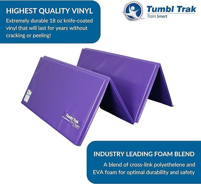Tumbl Trak Gymnastics Folding Tumbling Panel Mat - color: Purple, size: 4'x6'x1.38"