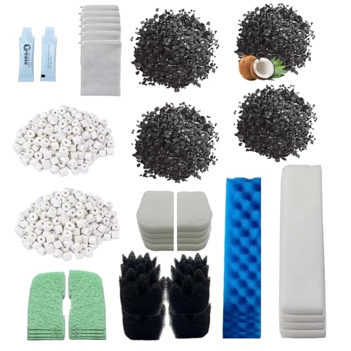 42 Pack Replacement Filter Media Kit for Fluval 406/407, 2 Full Sets | High Porosity Bio Foam, Ceramic Rings, Activated Carbon & Polishing Pads, Clear Tank Water, Reduced Algae & Yellow Buildup