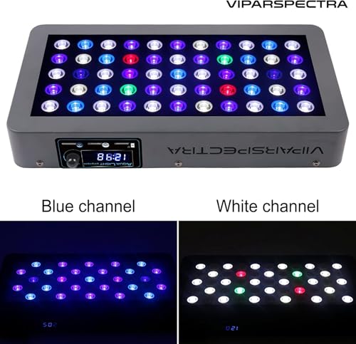 VIPARSPECTRA 165W LED Aquarium Light Dimmable Full Spectrum LED Reef Lights | LED Lamps for Coral Saltwater Fish Tank, Remote/Timer Control, Programmable Auto On/Off, Dual Channel Brightness 0-100%