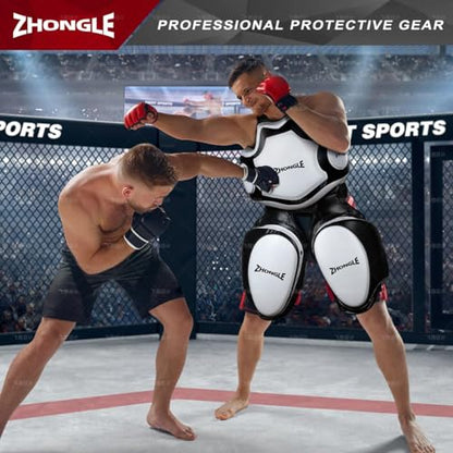 Groin & Thigh Guard Set for Muay Thai/MMA - 10cm Shock Absorption Pads | Adjustable Straps & Multi-Layer Protection (23.6in)