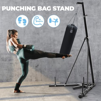 Clevich Height Adjustable Punching Bag Stand, Heavy Duty Boxing Stand, Steel Sandbag Rack - Supports Up to 150 lbs for Home Gym Fitness