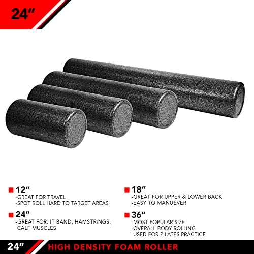 JFIT High Density Foam Roller – EPP Deep Tissue Massage Roller for Muscle Recovery, Myofascial Release & Stretching - color: Speckled Blue, size: 24-Inch
