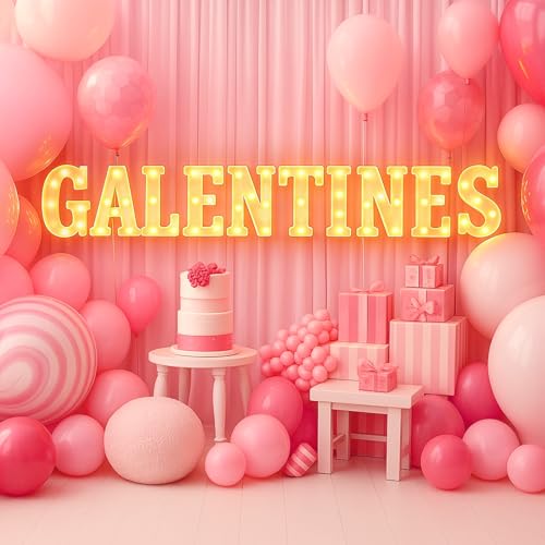 Aurelema Sukkot Large LED Letter Sign LED Lights Battery Powered Table Decoration for Party Gift Tabletop Decoration(Galentines) - size: 8.27 inches, style: Galentines