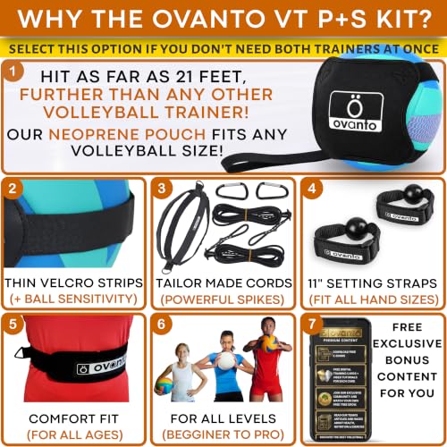 OVANTO Volleyball Training Equipment Aid – Adjustable Practice Volleyball Kit